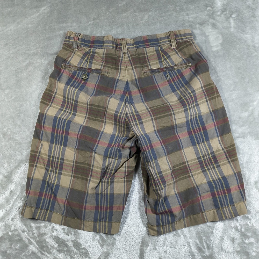 Gap Shorts Mens28 Brown Blue Red Plaid Flat Front Bermuda Casual Preppy Academia - Picture 9 of 9